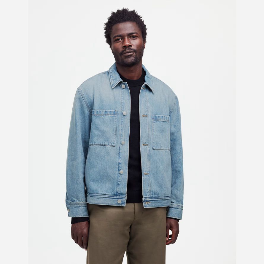 madewell shirt mens denim jacka blå