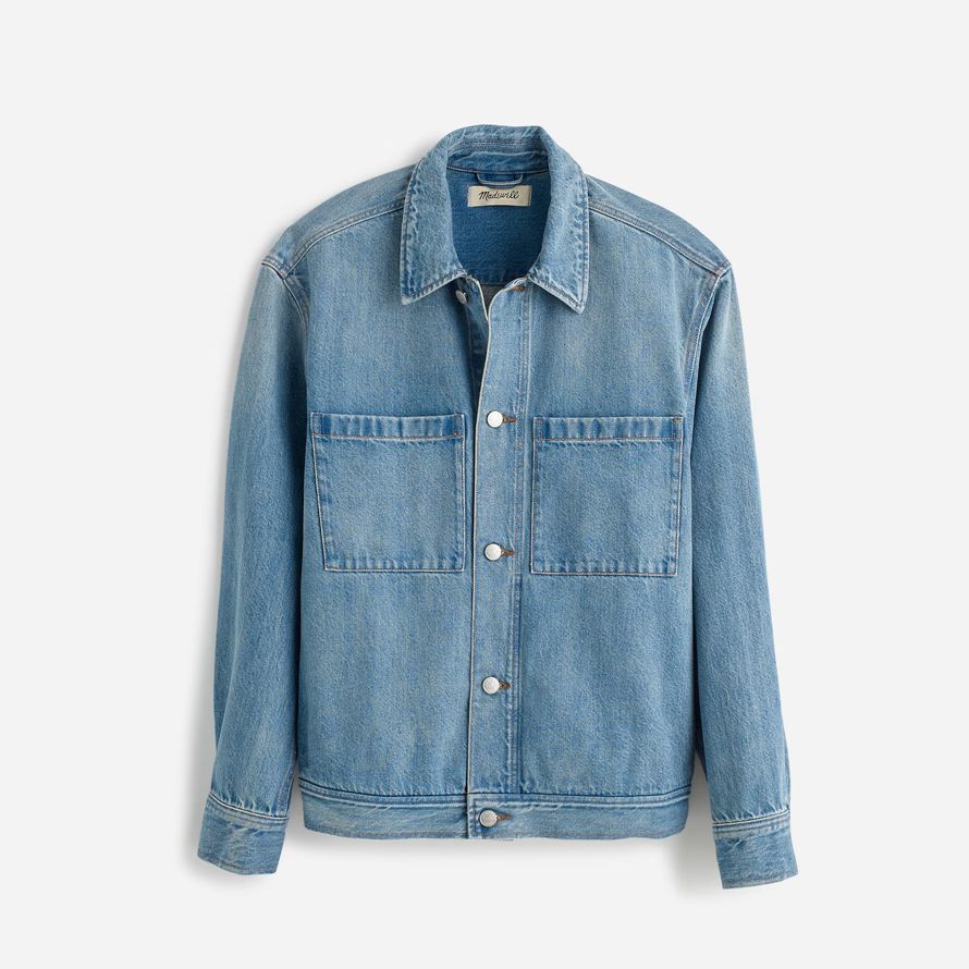 madewell shirt mens denim jacka blå
