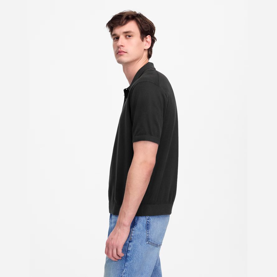 madewell tre-knappen tröja mens polo svart