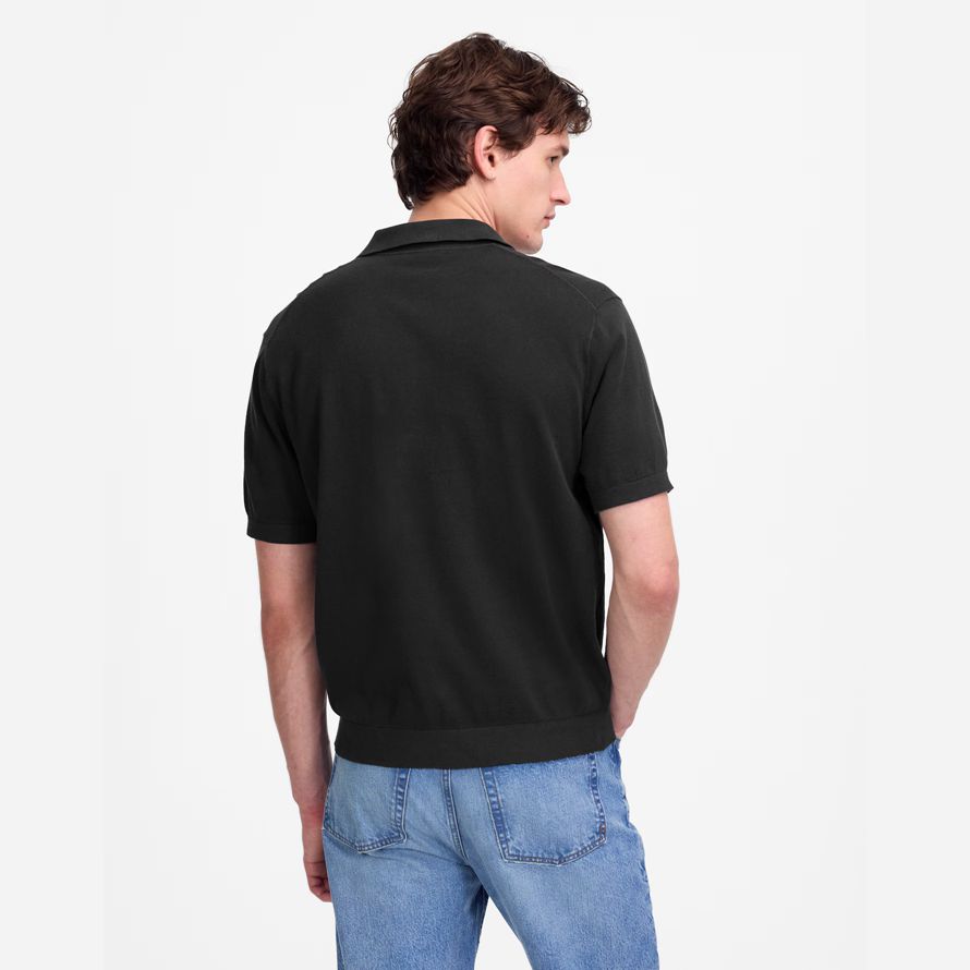 madewell tre-knappen tröja mens polo svart