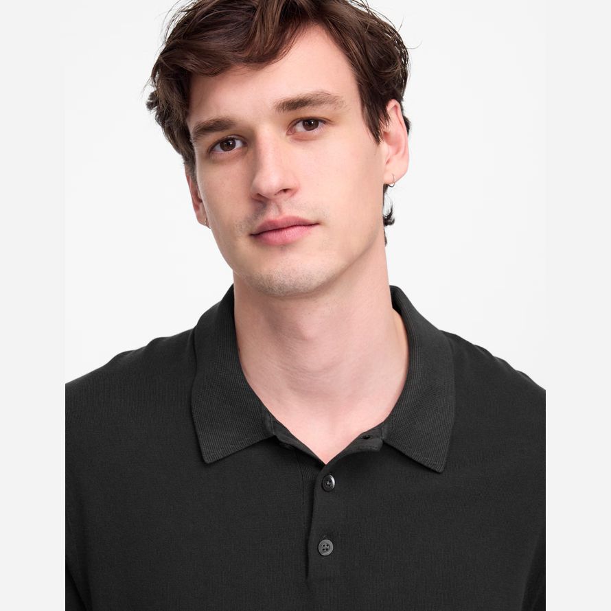 madewell tre-knappen tröja mens polo svart