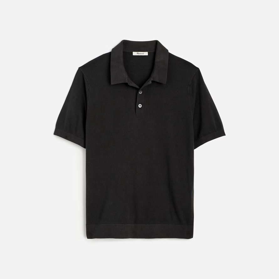 madewell tre-knappen tröja mens polo svart