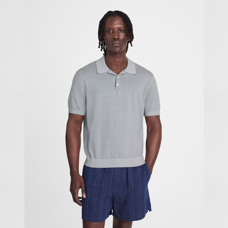 mens madewell tre-knappen tröja polo grå