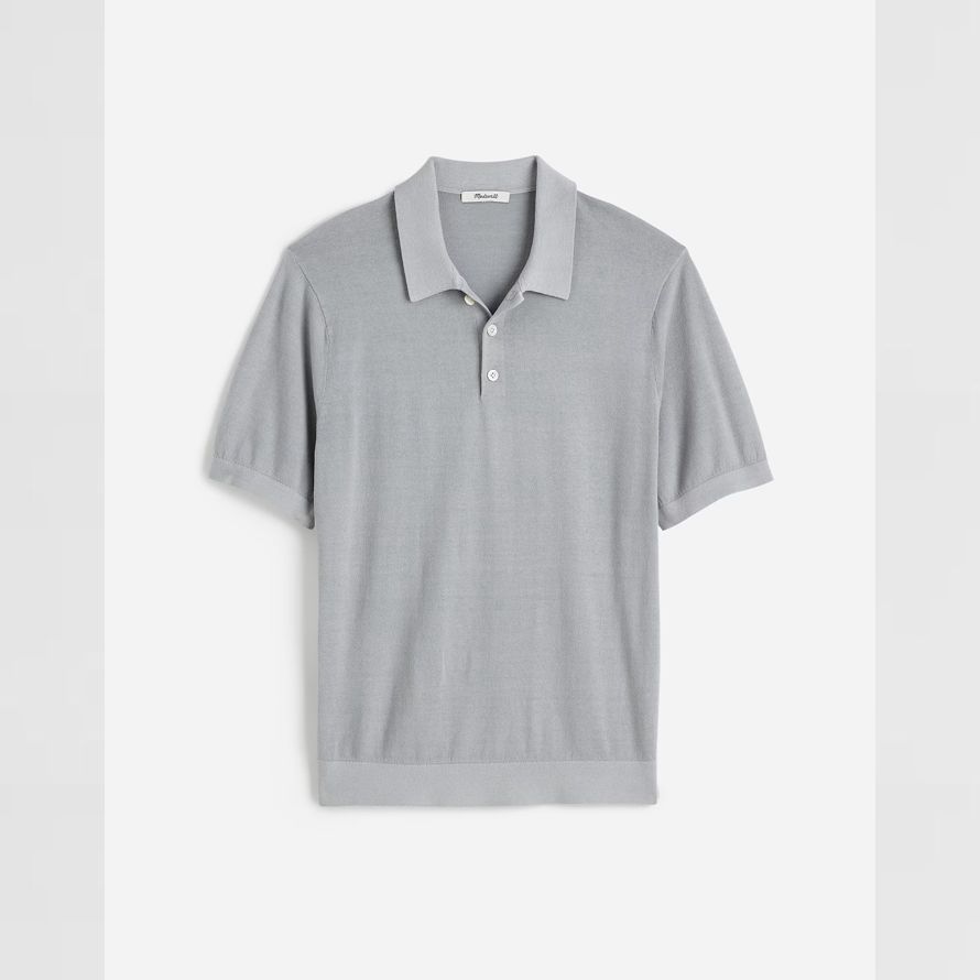 mens madewell tre-knappen tröja polo grå
