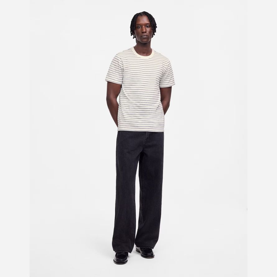 mens madewell plagg-färgade allday crewneck t-shirts kräm svart