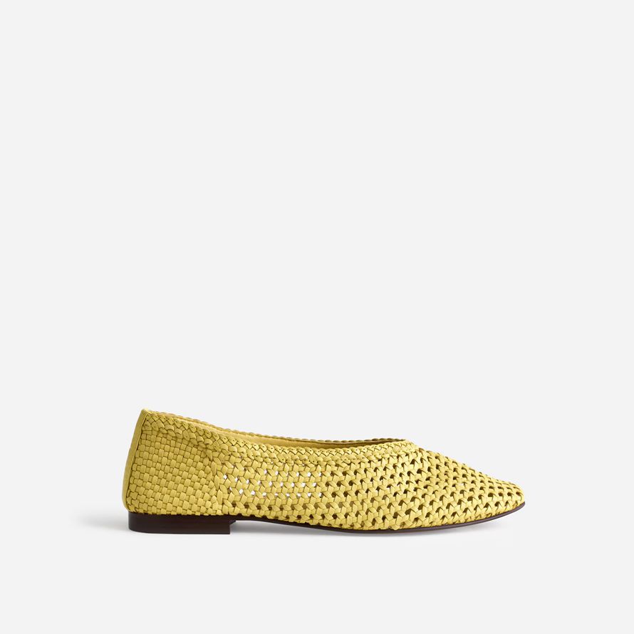 madewell den mylie handvävda läder dam balett platt gul