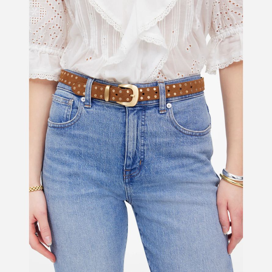 dam madewell flat studded västra brunt bälte