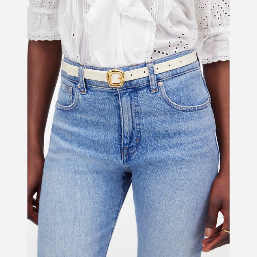 dam madewell skulpturala spänne läder spinkig bälte grädde