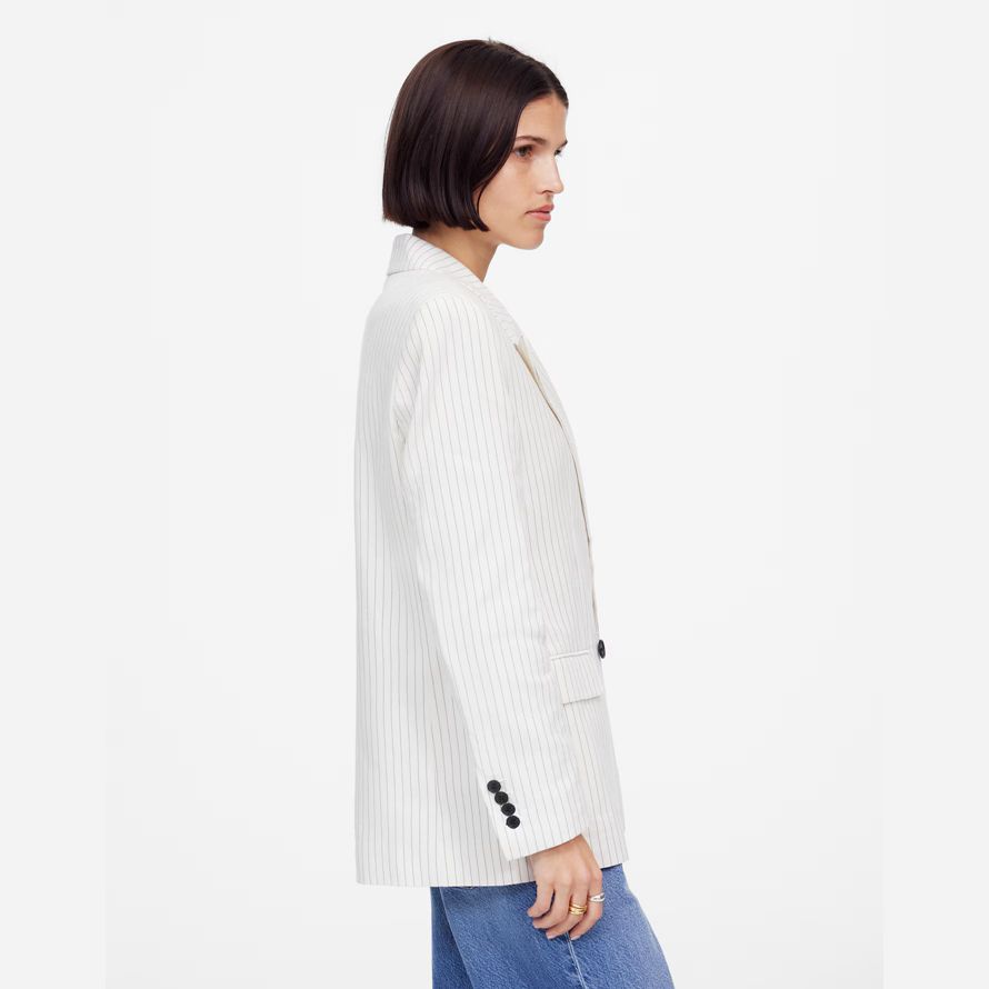 madewell avslappnad kritstreck linne dam kavaj vit