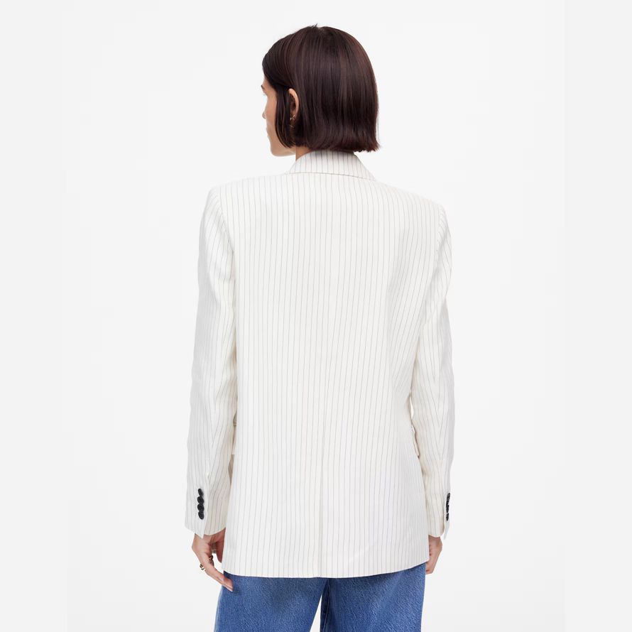 madewell avslappnad kritstreck linne dam kavaj vit