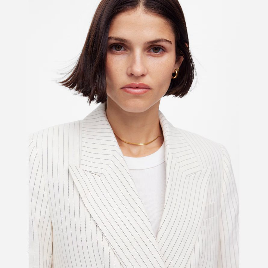 madewell avslappnad kritstreck linne dam kavaj vit
