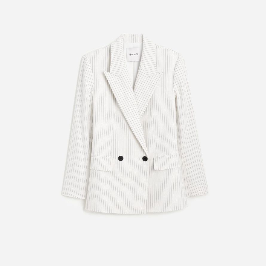 madewell avslappnad kritstreck linne dam kavaj vit