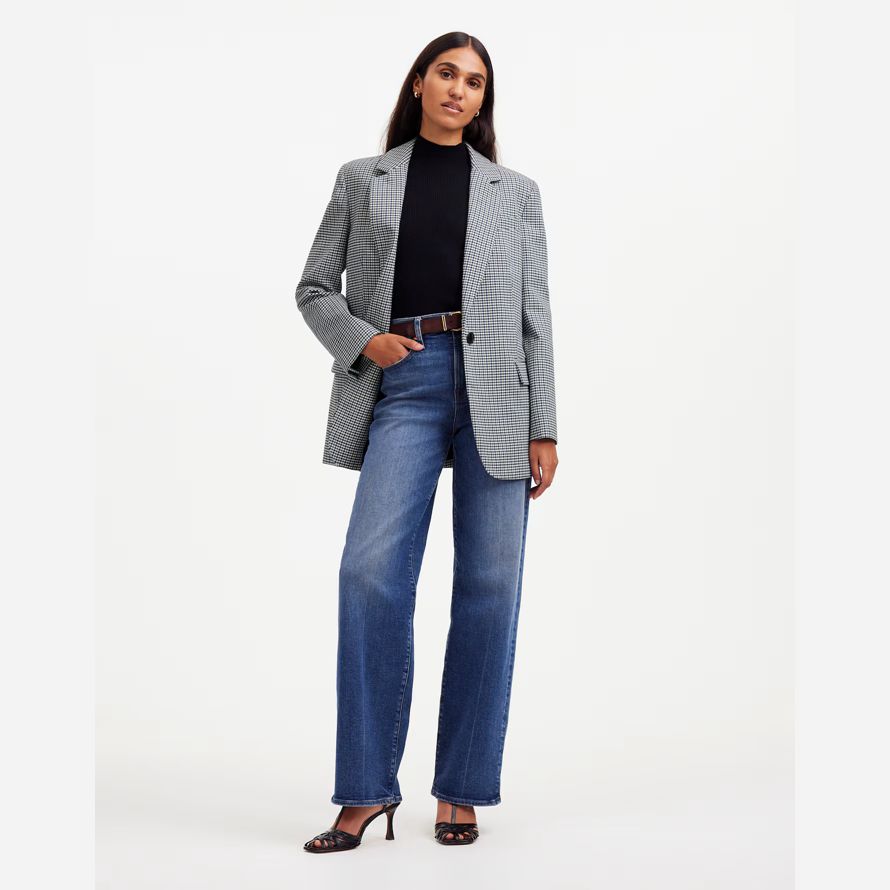 grå blå dam madewell den kline kavaj