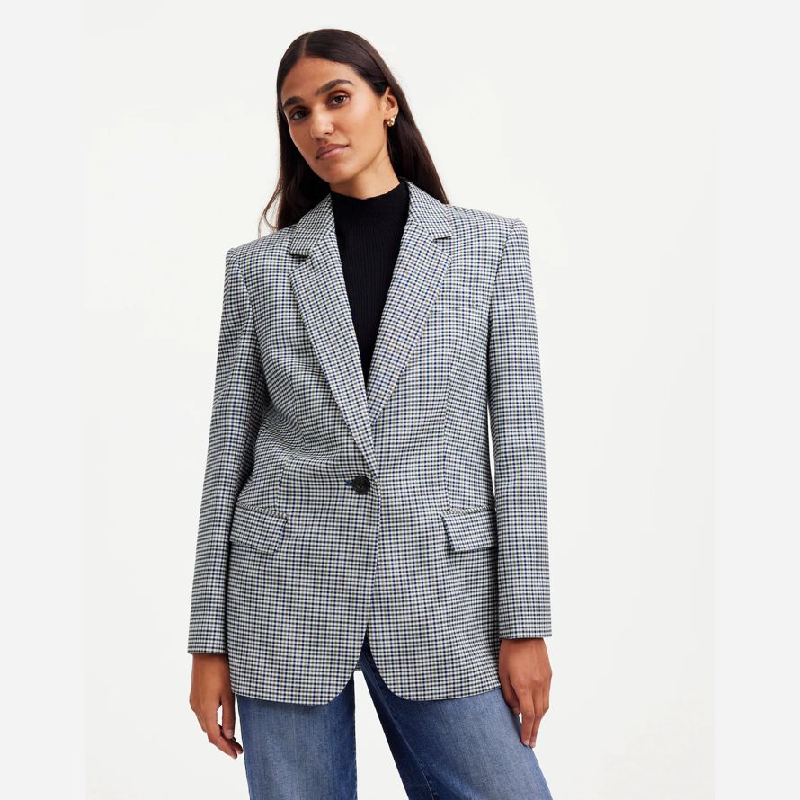 grå blå dam madewell den kline kavaj