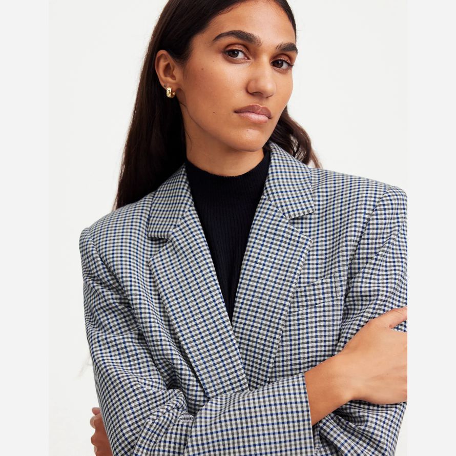 grå blå dam madewell den kline kavaj