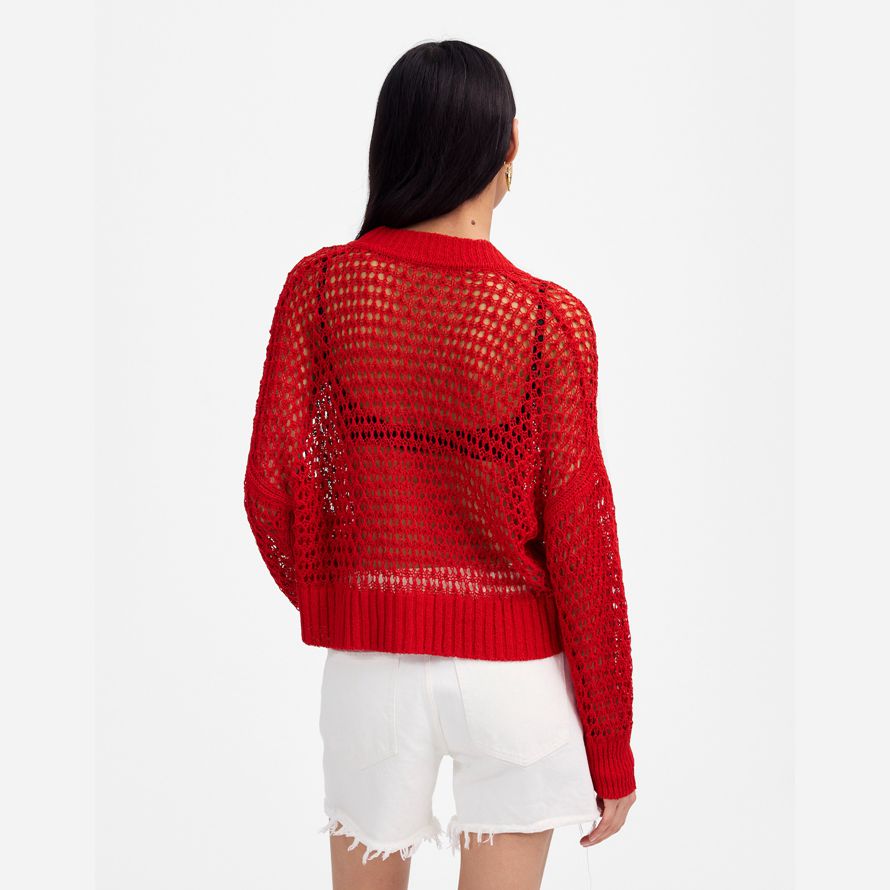 madewell Öppen söm v-ringad dam kofta rött
