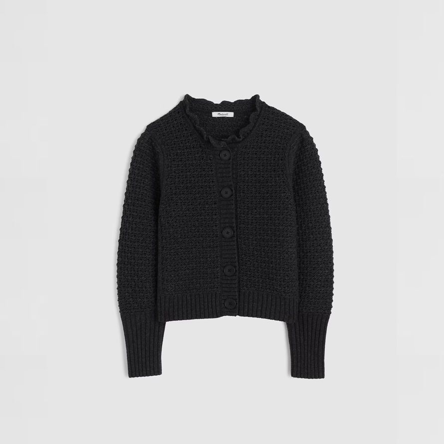 mörkgrå madewell uddig merino ull-blandning dam kofta