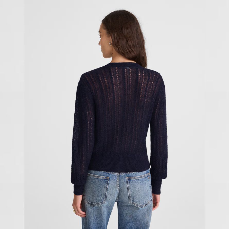dam madewell pointelle-sy alpacka blandning marinblå cardigan