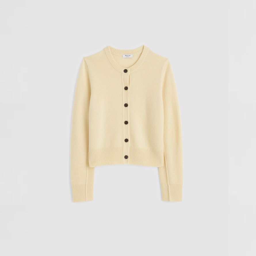 madewell cashmere knapp-fram dam kofta grädde