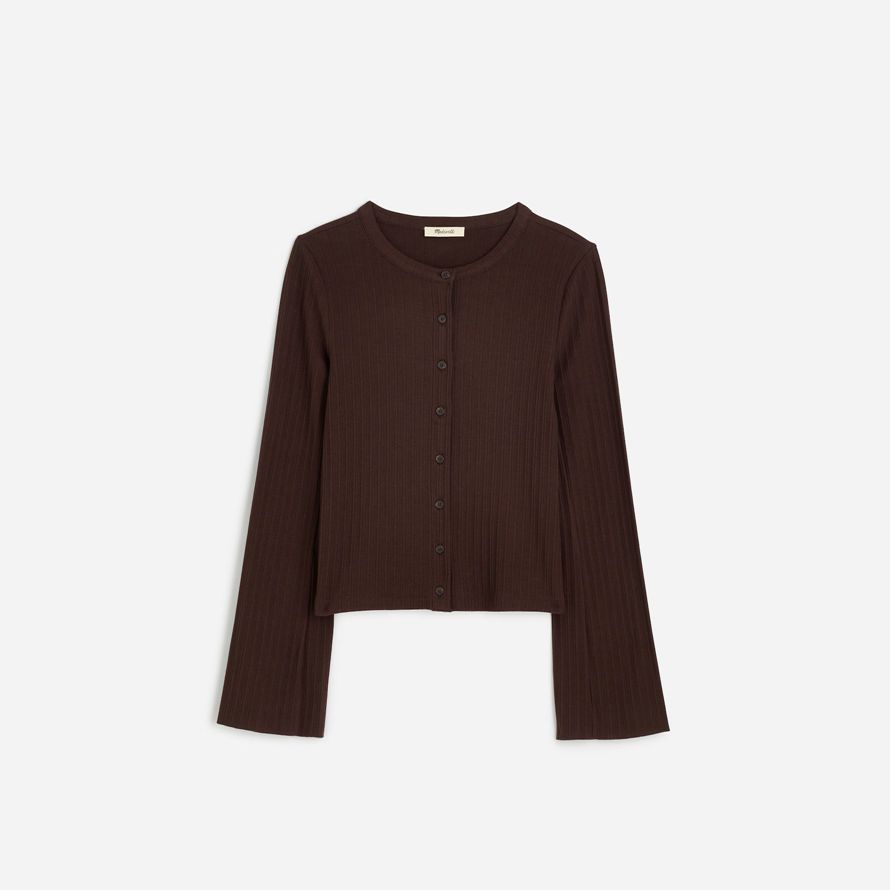 dam madewell bomull blossade-Ärm cardigan mörkbrun