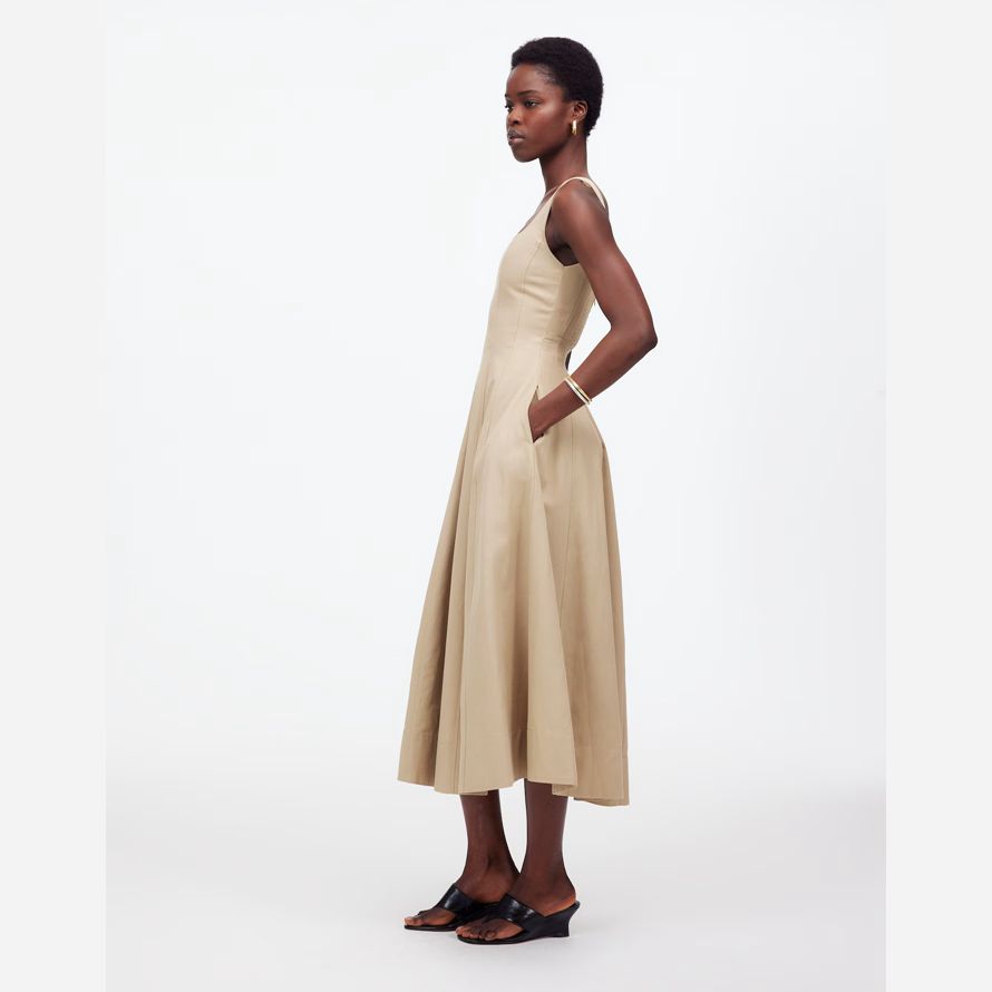 grädde madewell falsade squareneck midi-dam klänning