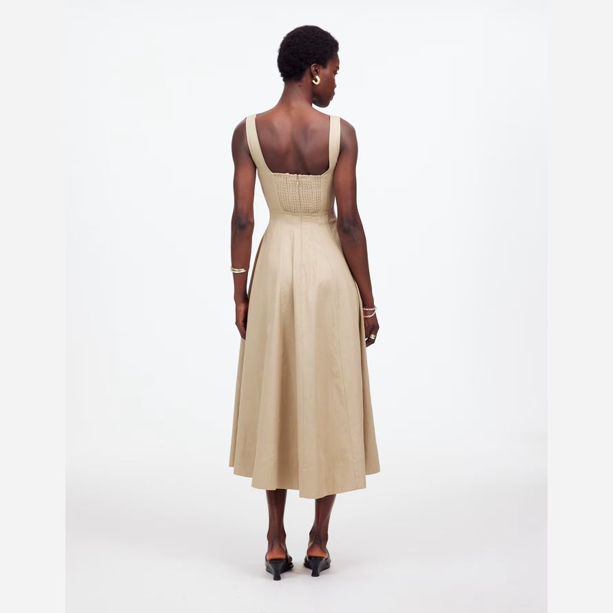 grädde madewell falsade squareneck midi-dam klänning