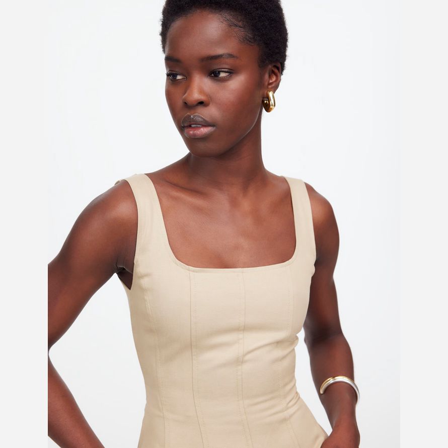 grädde madewell falsade squareneck midi-dam klänning