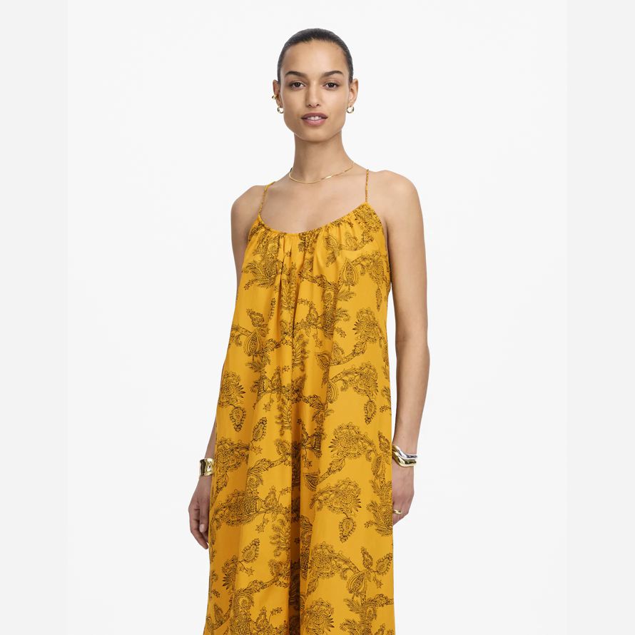 gul madewell u-neck crossback maxi klänning dam