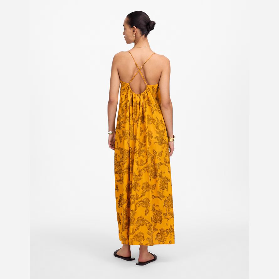 gul madewell u-neck crossback maxi klänning dam