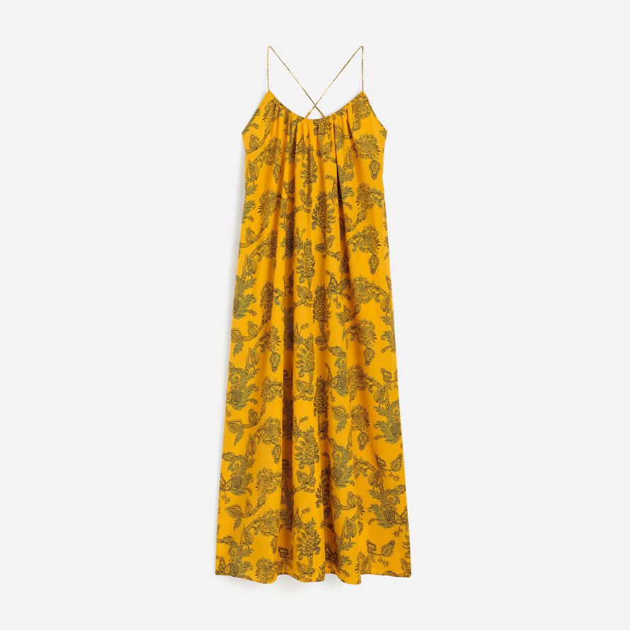 gul madewell u-neck crossback maxi klänning dam