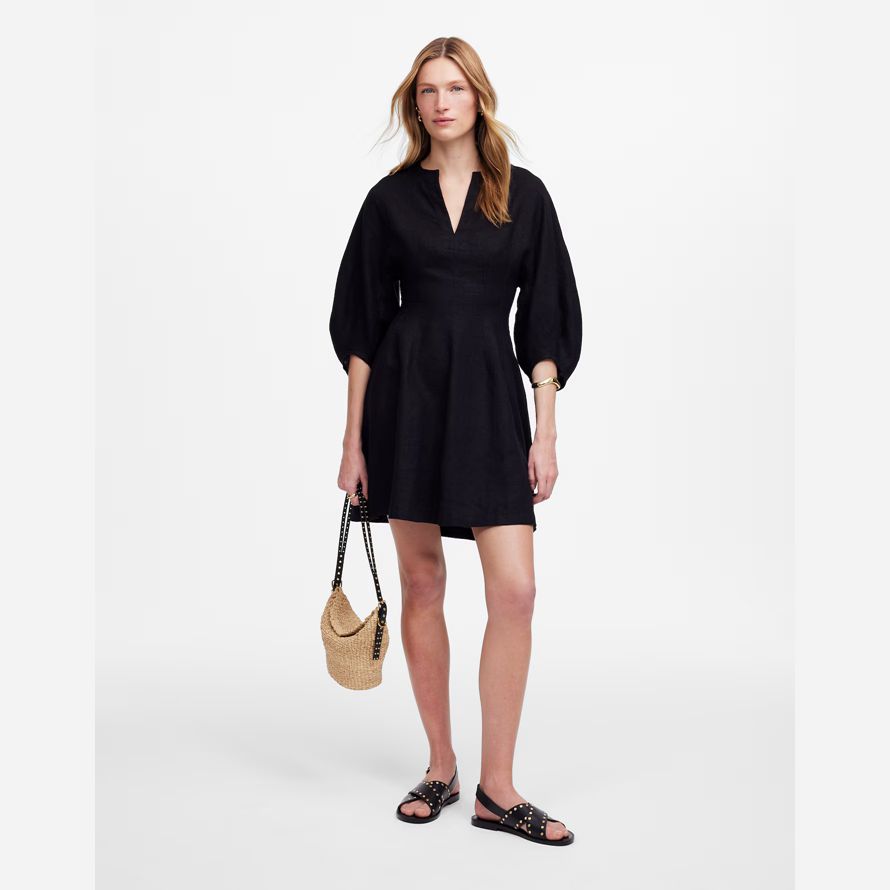 svart dam madewell splitneck mini dress