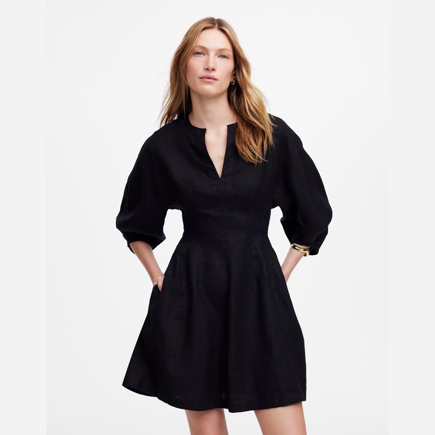 svart dam madewell splitneck mini dress