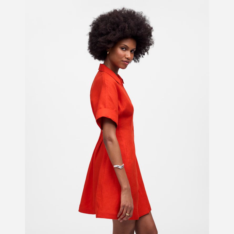 dam madewell veckade mini-shirt klänning röd
