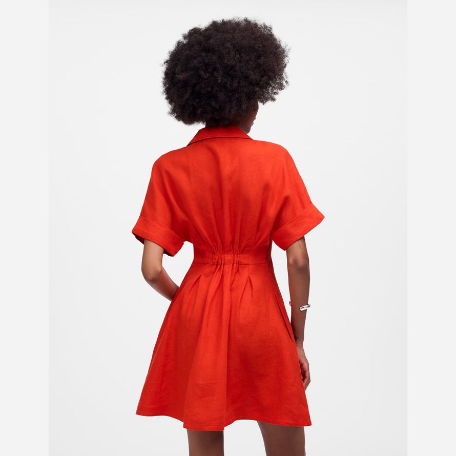 dam madewell veckade mini-shirt klänning röd