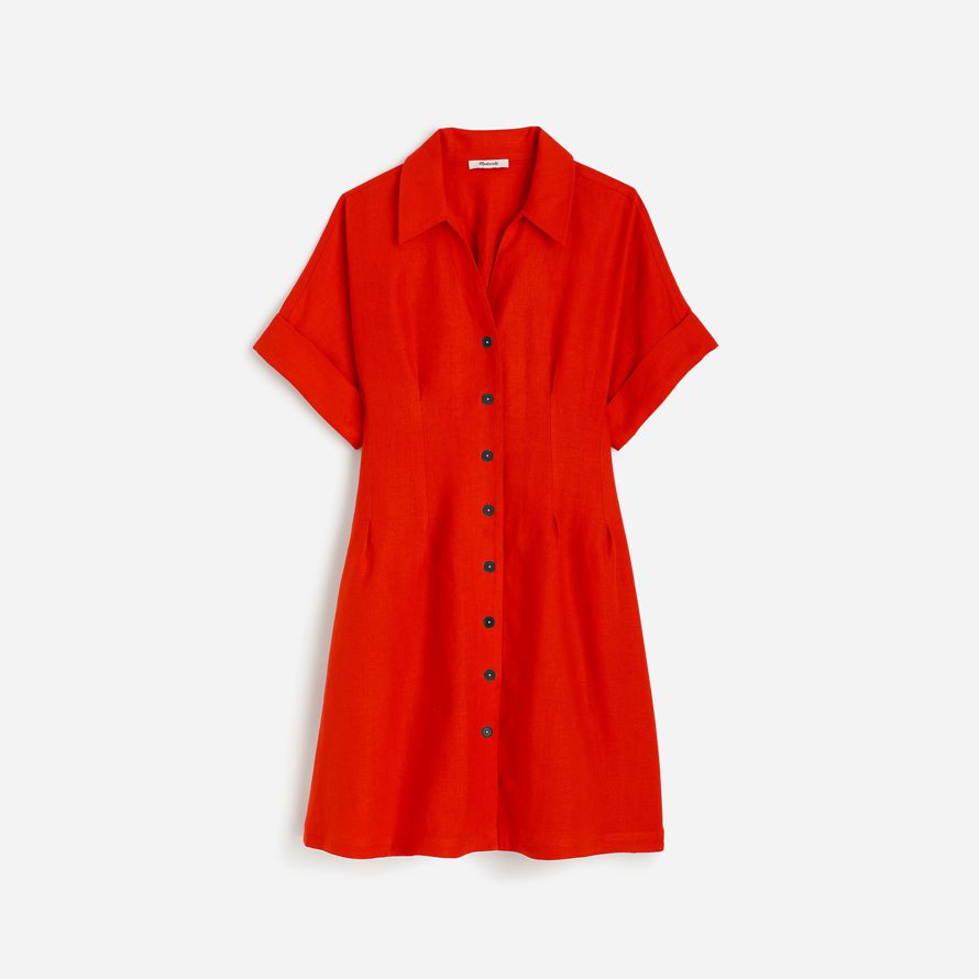 dam madewell veckade mini-shirt klänning röd