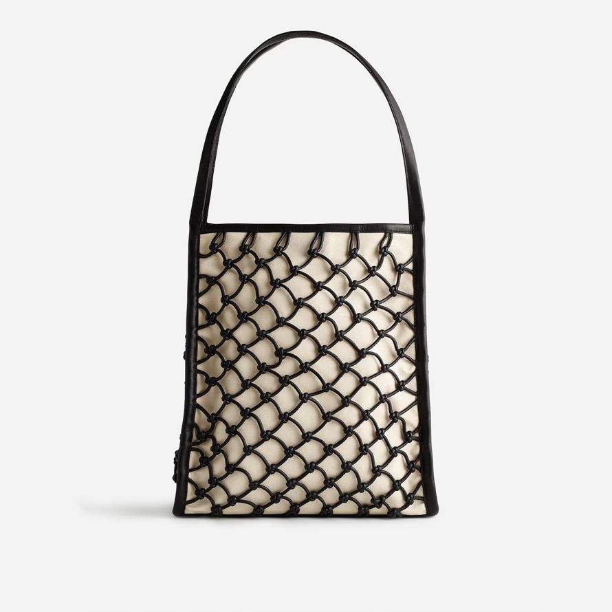 dam madewell läder knut handväska beige svart