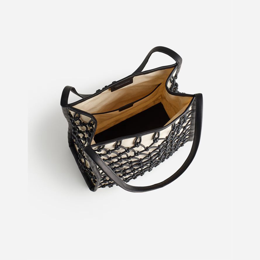 dam madewell läder knut handväska beige svart