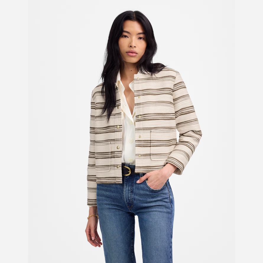 grädde olivolja dam madewell randig tweed jackor