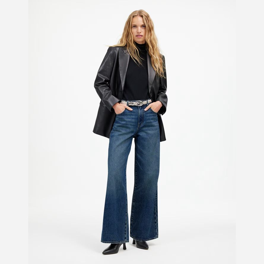blå madewell 90-talet superwide-leg kvinnors jeans
