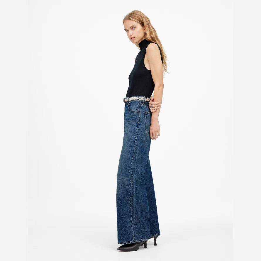 blå madewell 90-talet superwide-leg kvinnors jeans