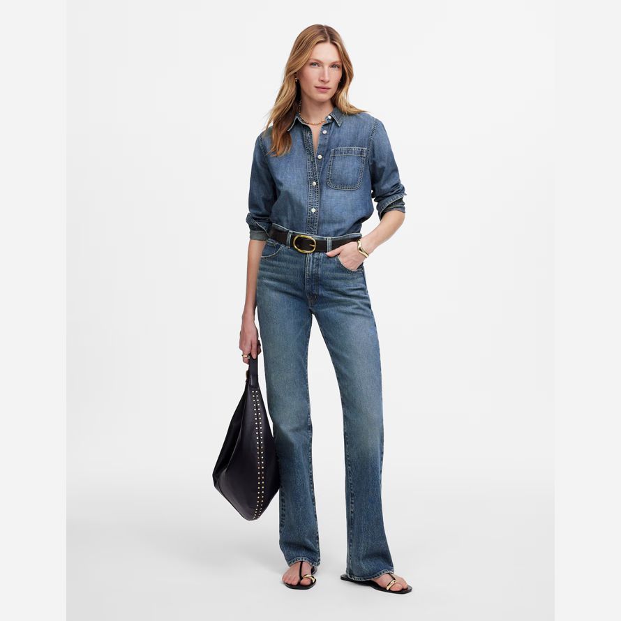 blå madewell avslappnad kvinnors jeans bootcut