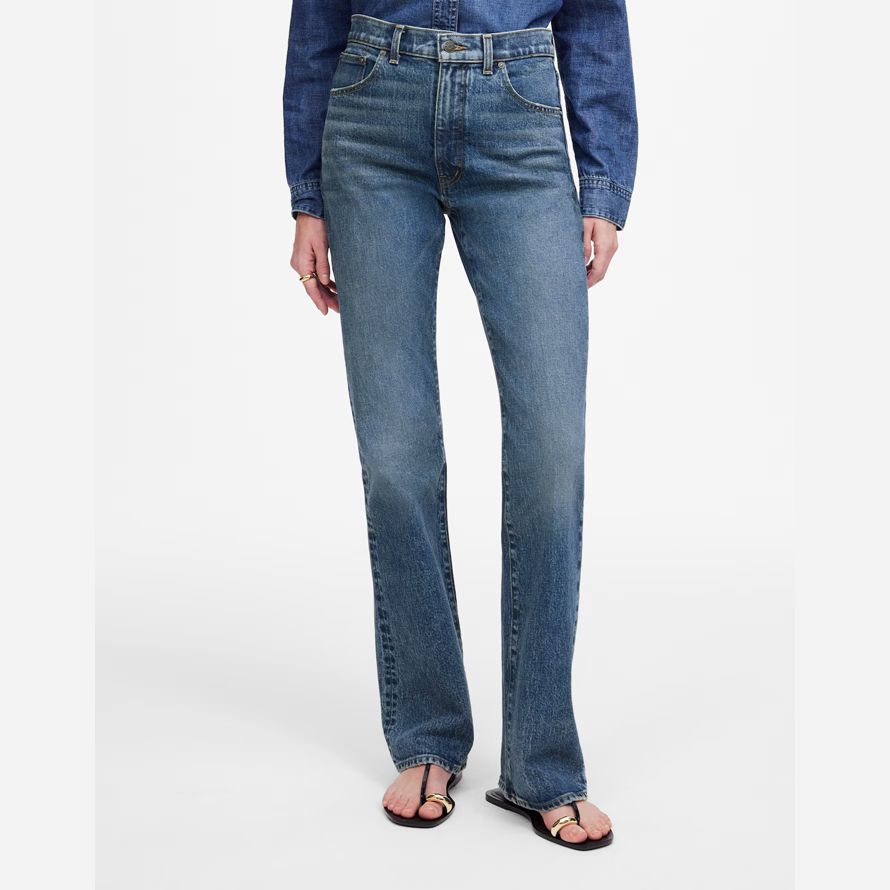 blå madewell avslappnad kvinnors jeans bootcut