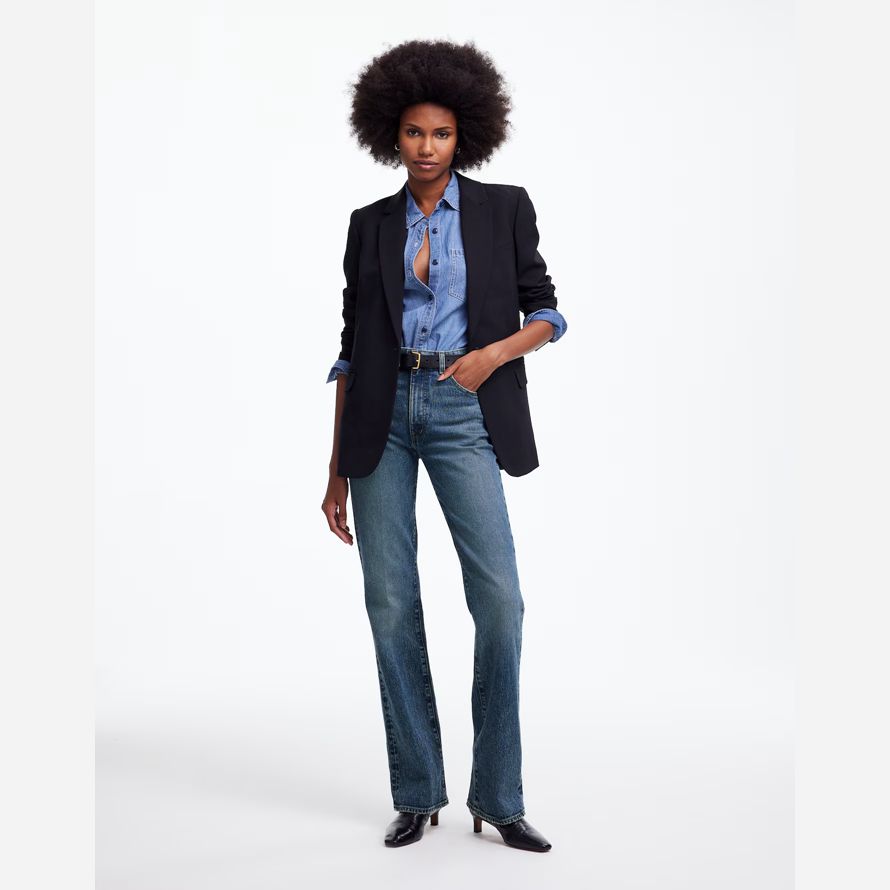 blå madewell avslappnad kvinnors jeans bootcut