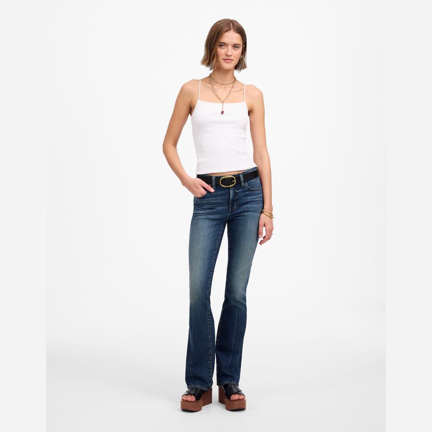 blå dam madewell sparka ut full-längd jeans