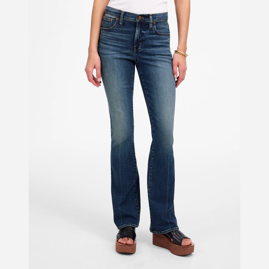 blå dam madewell sparka ut full-längd jeans