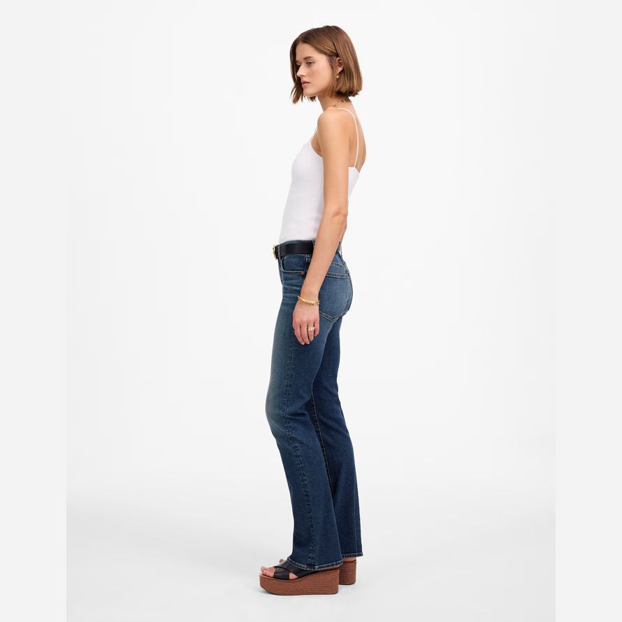 blå dam madewell sparka ut full-längd jeans