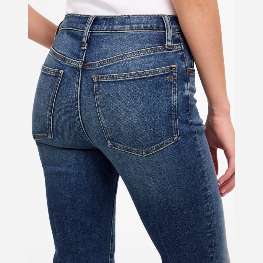 blå dam madewell sparka ut full-längd jeans