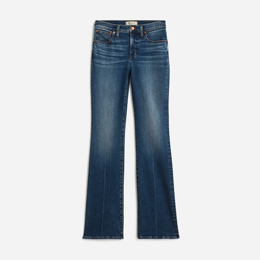 blå dam madewell sparka ut full-längd jeans