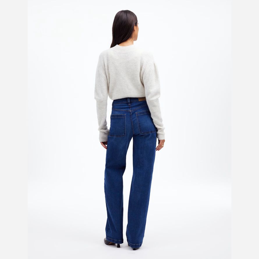 blå madewell den emmett brett-leg full längd kvinnors jeans