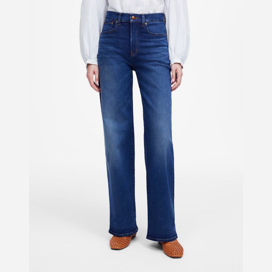madewell den perfekta vintage brett-leg kvinnors jeans i mörk blå
